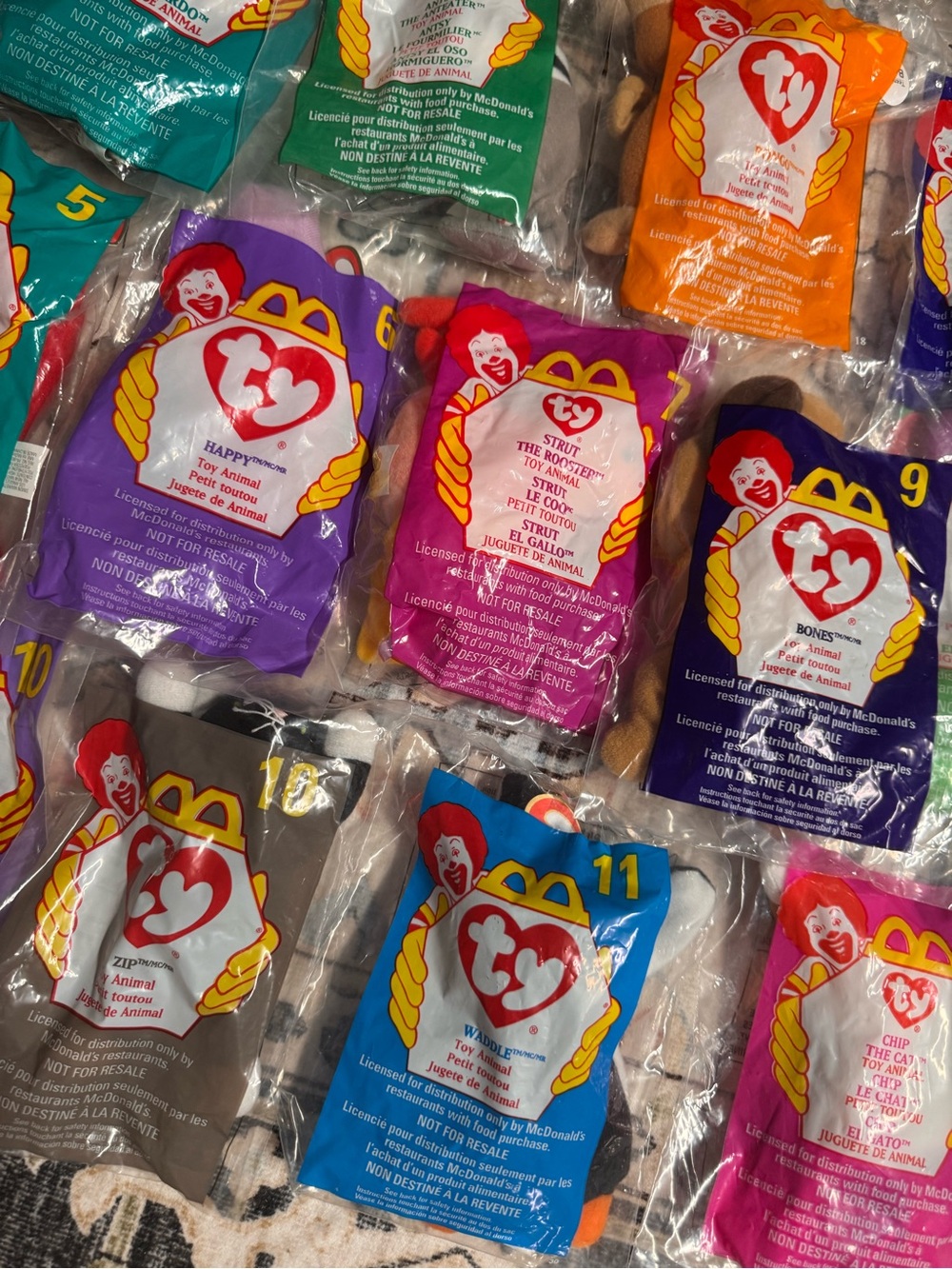 Ty McDonald’s Beanie Babies Happy Meal Plushes - Assorted Bright Colors